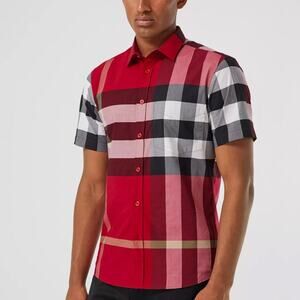 Burberry Somerton Plaid Short-Sleeve Sport Shirt Parade Red - L